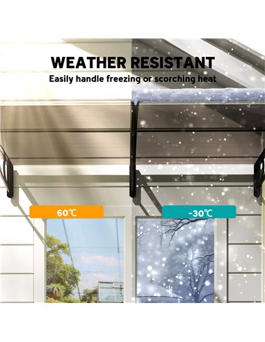 Outsunny Front Door Canopy, Outdoor Awning, Rain Shelter, 200 x 96cm, Brown