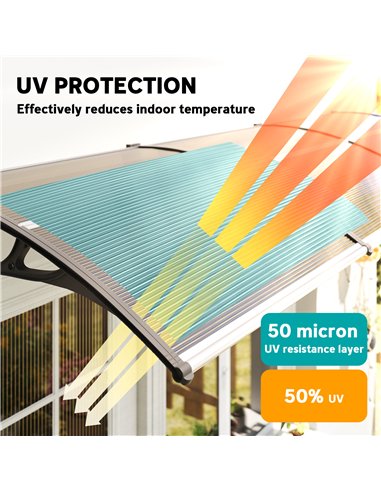 Outsunny Front Door Canopy, Outdoor Awning, Rain Shelter, 303 x 96cm , Brown