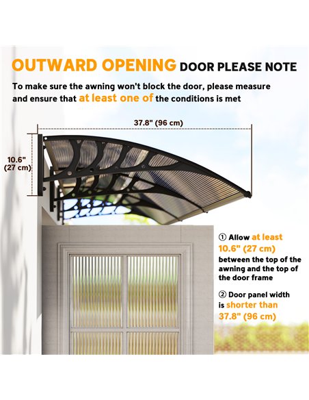 Outsunny Front Door Canopy, Outdoor Awning, Rain Shelter, 303 x 96cm , Brown - pic 179399 | FastDaddyshop