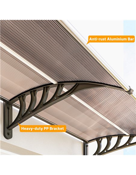 Outsunny Front Door Canopy, Outdoor Awning, Rain Shelter, 303 x 96cm , Brown - pic 179400 | FastDaddyshop