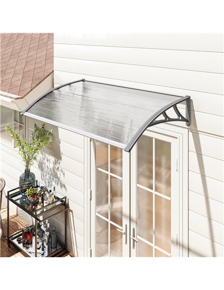Outsunny Front Door Canopy, Outdoor Awning, Rain Shelter, 110 x 60cm, Grey - pic 179403 | FastDaddyshop