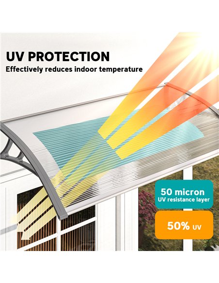 Outsunny Front Door Canopy, Outdoor Awning, Rain Shelter, 110 x 60cm, Grey - pic 179405 | FastDaddyshop