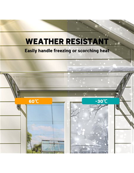 Outsunny Front Door Canopy, Outdoor Awning, Rain Shelter, 110 x 60cm, Grey - pic 179407 | FastDaddyshop