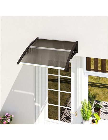 Outsunny Front Door Canopy, Outdoor Awning, Rain Shelter for Window, Porch and Front/Back Door, 103 x 96.5 cm, Brown - pic 179412 | FastDaddyshop