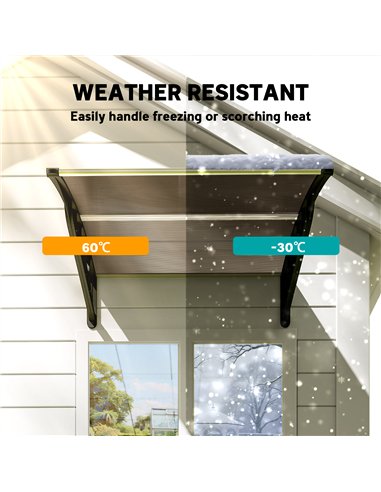 Outsunny Front Door Canopy, Outdoor Awning, Rain Shelter for Window, Porch and Front/Back Door, 103 x 96.5 cm, Brown