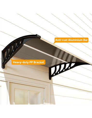 Outsunny Front Door Canopy, Outdoor Awning, Rain Shelter for Window, Porch and Front/Back Door, 103 x 96.5 cm, Brown