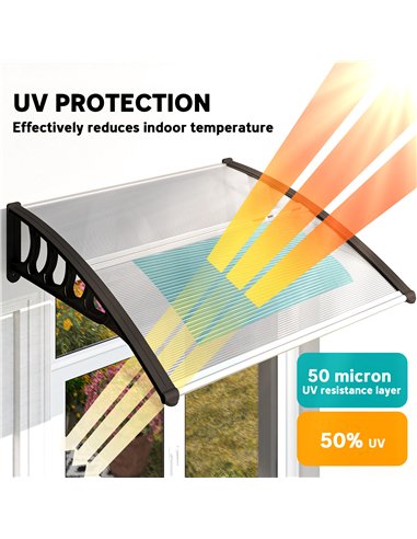 Outsunny Front Door Canopy, Outdoor Awning, Rain Shelter for Window, Porch and Front/Back Door, 103 x 96.5 cm, Clear