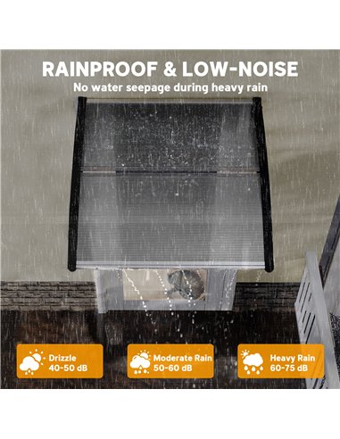Outsunny Front Door Canopy, Outdoor Awning, Rain Shelter for Window, Porch and Front/Back Door, 103 x 96.5 cm, Clear