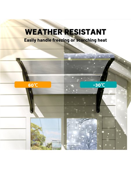 Outsunny Front Door Canopy, Outdoor Awning, Rain Shelter for Window, Porch and Front/Back Door, 103 x 96.5 cm, Clear - pic 179425 | FastDaddyshop