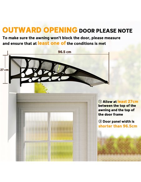 Outsunny Front Door Canopy, Outdoor Awning, Rain Shelter for Window, Porch and Front/Back Door, 103 x 96.5 cm, Clear - pic 179426 | FastDaddyshop