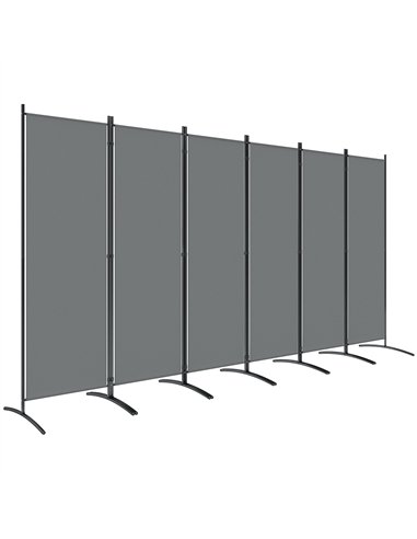 Outsunny 6 Panel Folding Room Divider Foldable Freestanding Garden Privacy Screen, 332 x 172 cm, Dark Grey