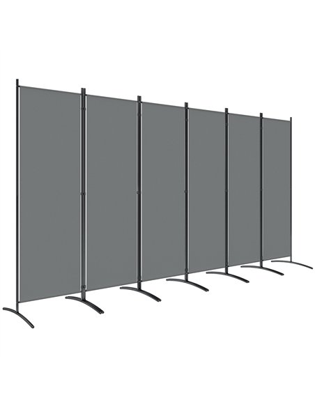 Outsunny 6 Panel Folding Room Divider Foldable Freestanding Garden Privacy Screen, 332 x 172 cm, Dark Grey - pic 179438 | FastDaddyshop