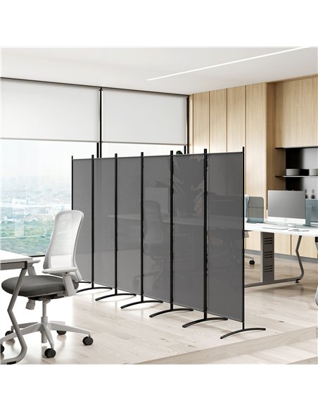Outsunny 6 Panel Folding Room Divider Foldable Freestanding Garden Privacy Screen, 332 x 172 cm, Dark Grey - pic 179446 | FastDaddyshop