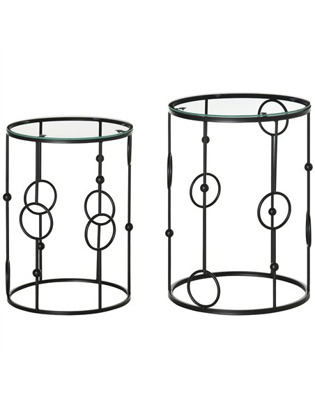 HOMCOM Nesting Round Coffee Table Set of 2 - Black - pic 179447 | FastDaddyshop