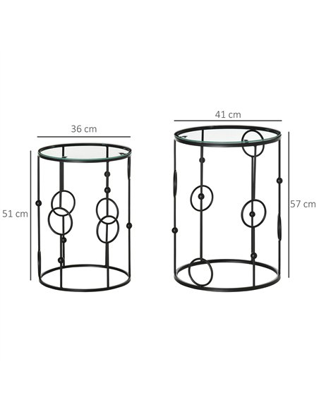 HOMCOM Nesting Round Coffee Table Set of 2 - Black - pic 179449 | FastDaddyshop
