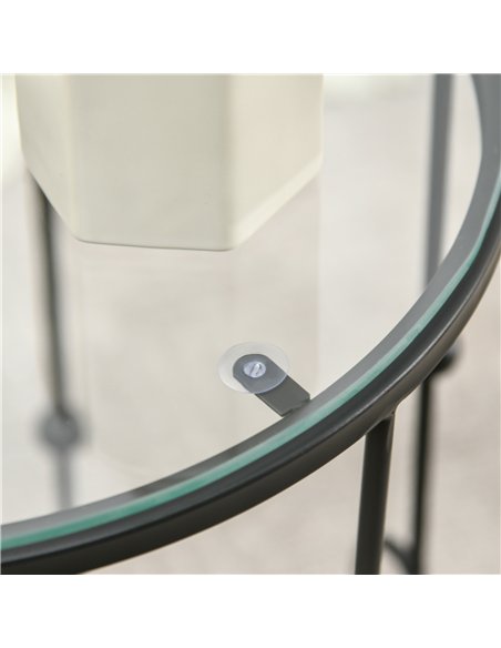 HOMCOM Nesting Round Coffee Table Set of 2 - Black - pic 179453 | FastDaddyshop
