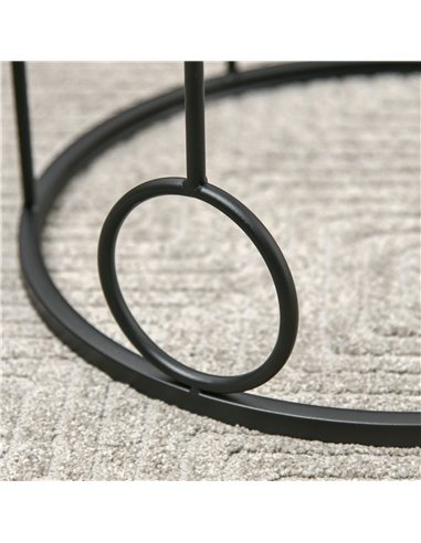 HOMCOM Nesting Round Coffee Table Set of 2 - Black