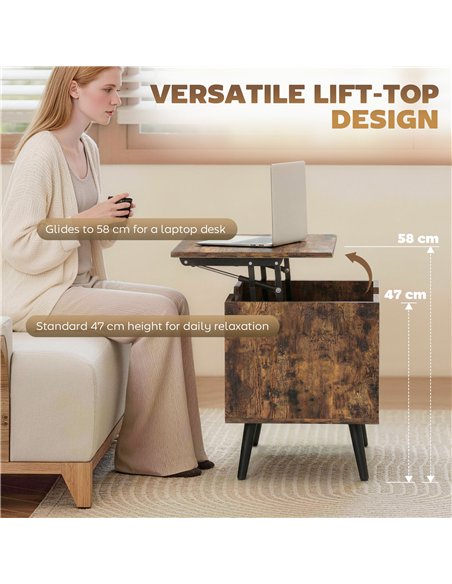 HOMCOM Lift Top Coffee Table with Hidden Storage Living Room Table Metal Legs 75 cm Rustic Brown - pic 179459 | FastDaddyshop