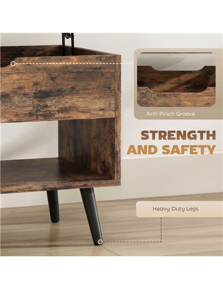 HOMCOM Lift Top Coffee Table with Hidden Storage Living Room Table Metal Legs 75 cm Rustic Brown - pic 179462 | FastDaddyshop