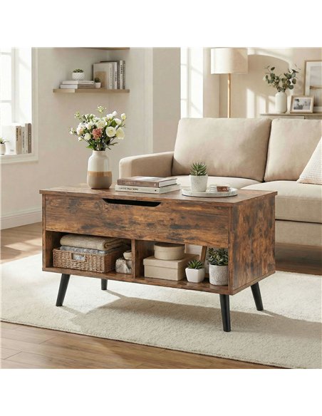 HOMCOM Lift Top Coffee Table with Hidden Storage Living Room Table Metal Legs 75 cm Rustic Brown - pic 179463 | FastDaddyshop
