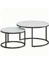 HOMCOM Set of Two Marble-Effect Stacking Tables - White