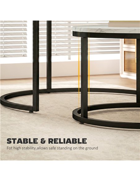 HOMCOM Set of Two Marble-Effect Stacking Tables - White - pic 179470 | FastDaddyshop