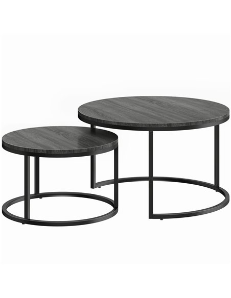 HOMCOM Set of Two Wood-Effect Stacking Tables - Black Wood Grain - pic 179474 | FastDaddyshop