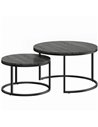 HOMCOM Set of Two Wood-Effect Stacking Tables - Black Wood Grain