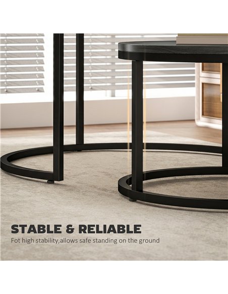 HOMCOM Set of Two Wood-Effect Stacking Tables - Black Wood Grain - pic 179479 | FastDaddyshop