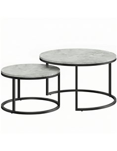 HOMCOM Set of Two Marble-Effect Stacking Tables - Grey