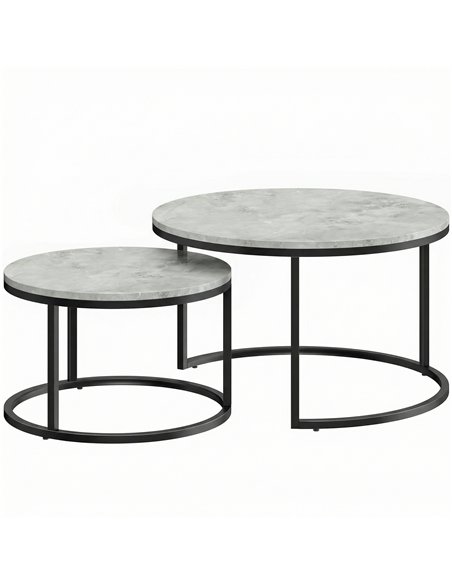 HOMCOM Set of Two Marble-Effect Stacking Tables - Grey - pic 179483 | FastDaddyshop