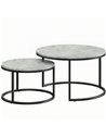 HOMCOM Set of Two Marble-Effect Stacking Tables - Grey