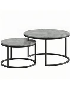 HOMCOM Set of Two Cement-Effect Stacking Tables - Grey