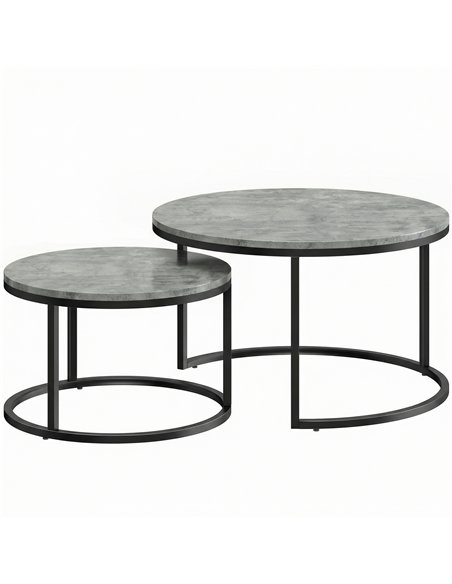 HOMCOM Set of Two Cement-Effect Stacking Tables - Grey - pic 179492 | FastDaddyshop