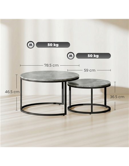 HOMCOM Set of Two Cement-Effect Stacking Tables - Grey - pic 179494 | FastDaddyshop