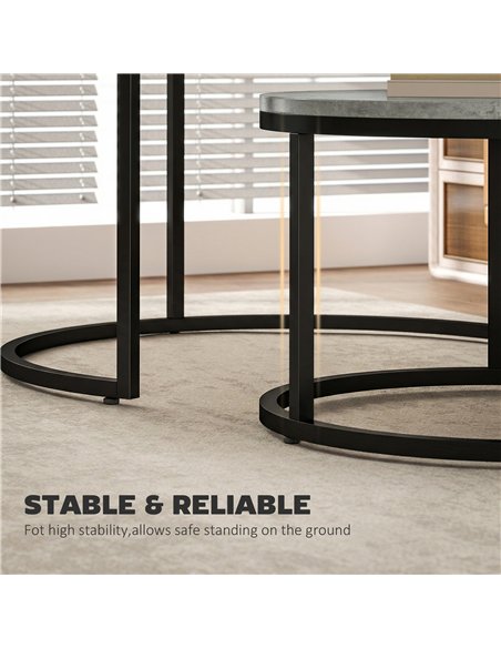 HOMCOM Set of Two Cement-Effect Stacking Tables - Grey - pic 179497 | FastDaddyshop