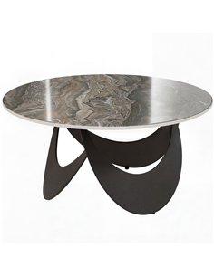 HOMCOM Coffee Table Sintered Stone Top Adjustable Foot Pads Modern Centre Table for Living Room Brown and Black