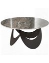 HOMCOM Coffee Table Sintered Stone Top Adjustable Foot Pads Modern Centre Table for Living Room Brown and Black