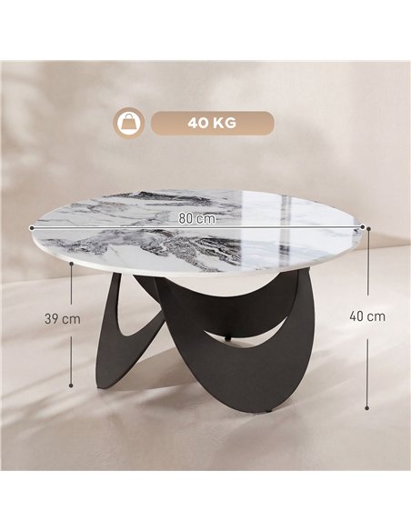 HOMCOM Coffee Table Sintered Stone Top Adjustable Foot Pads Modern Centre Table for Living Room White and Black - pic 179512 | FastDaddyshop