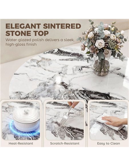 HOMCOM Coffee Table Sintered Stone Top Adjustable Foot Pads Modern Centre Table for Living Room White and Black - pic 179514 | FastDaddyshop
