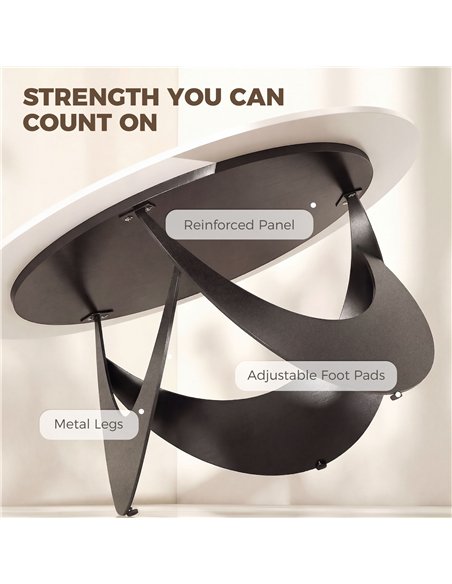 HOMCOM Coffee Table Sintered Stone Top Adjustable Foot Pads Modern Centre Table for Living Room White and Black - pic 179515 | FastDaddyshop