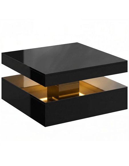 HOMCOM LED Coffee Table with Storage, 2-Tier Modern Centre Table with Open Shelf and Remote for Living Room, High Gloss Black - pic 179519 | FastDaddyshop