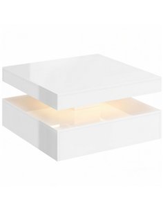 HOMCOM LED Coffee Table with Storage, 2-Tier Modern Centre Table with Open Shelf and Remote for Living Room, High Gloss White