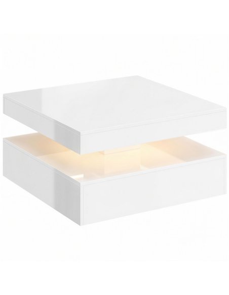HOMCOM LED Coffee Table with Storage, 2-Tier Modern Centre Table with Open Shelf and Remote for Living Room, High Gloss White - pic 179528 | FastDaddyshop