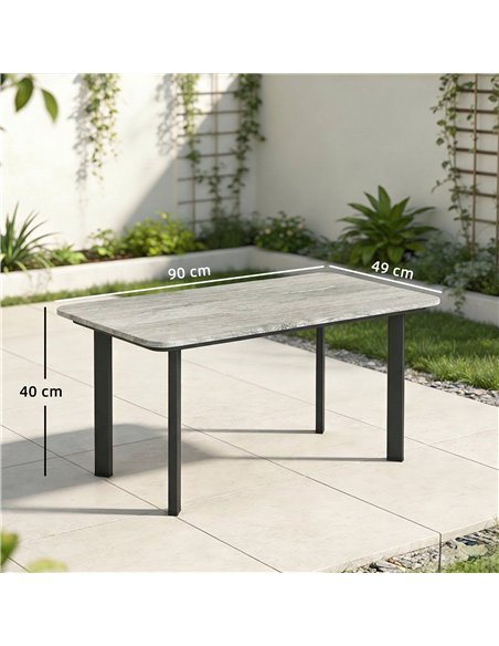 Outsunny Outdoor Garden Coffee Table, Garden Table with Slatted Wood Plastic Composite Top and Metal Frame, Grey - pic 179566 | FastDaddyshop