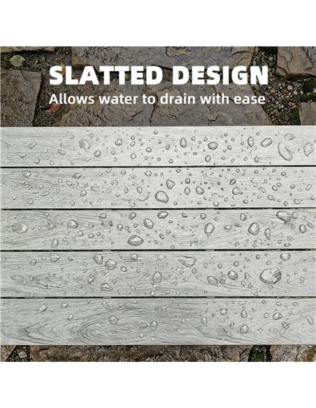Outsunny Outdoor Garden Coffee Table, Garden Table with Slatted Wood Plastic Composite Top and Metal Frame, Grey - pic 179568 | FastDaddyshop