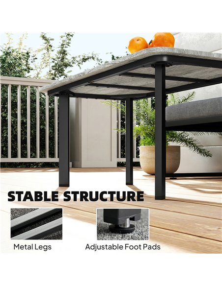 Outsunny Outdoor Garden Coffee Table, Garden Table with Slatted Wood Plastic Composite Top and Metal Frame, Grey - pic 179569 | FastDaddyshop