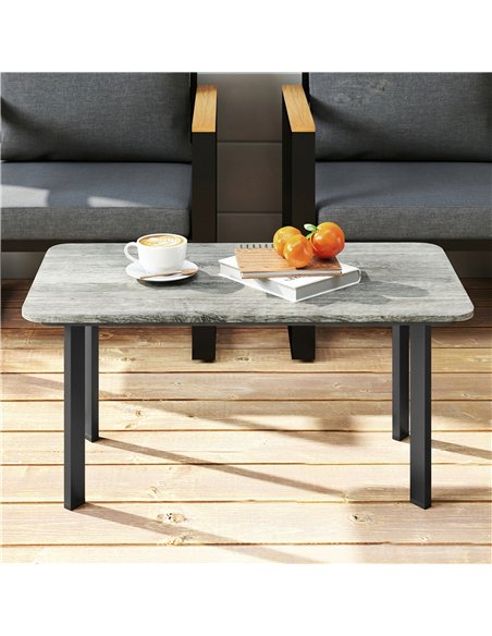 Outsunny Outdoor Garden Coffee Table, Garden Table with Slatted Wood Plastic Composite Top and Metal Frame, Grey - pic 179571 | FastDaddyshop