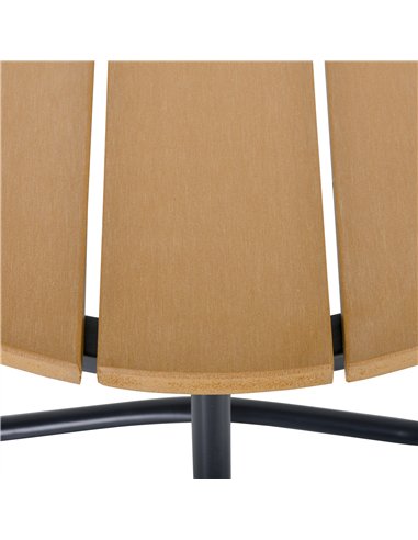 Outsunny Round Outdoor Side Table Adjustable Leg Pads Garden Table 49 x 49 x 48 cm Natural Wood & Black
