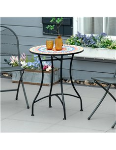 Outsunny Φ60cm Mosaic Outdoor Patio Table - Red 2